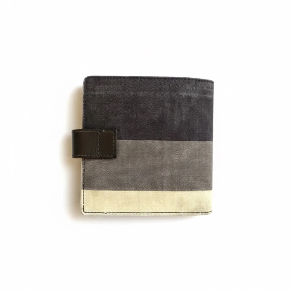 Bally Geometric Leather and Canvas Wallet.
